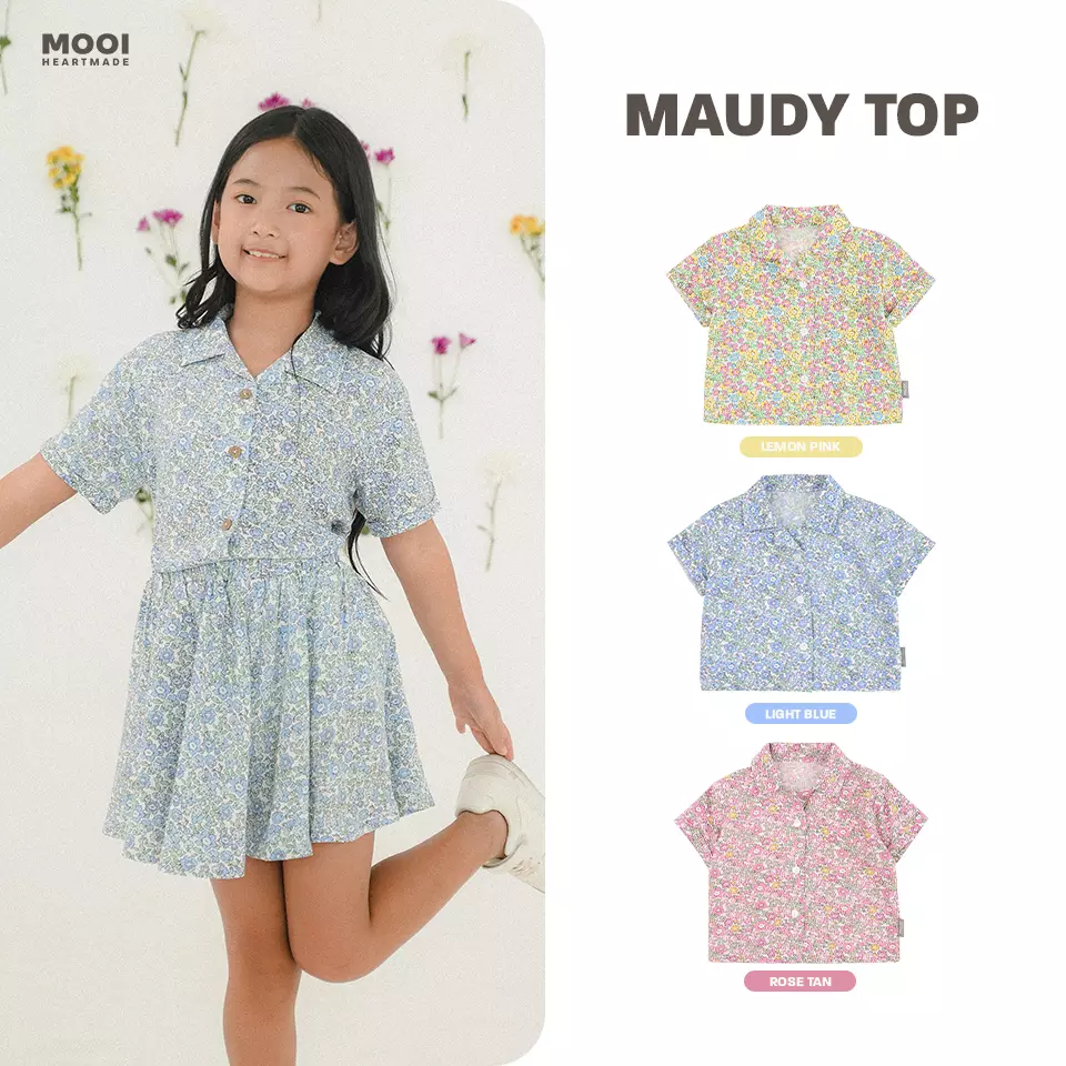 Mooi Atasan Anak Perempuan Maudy Top - Light Blue