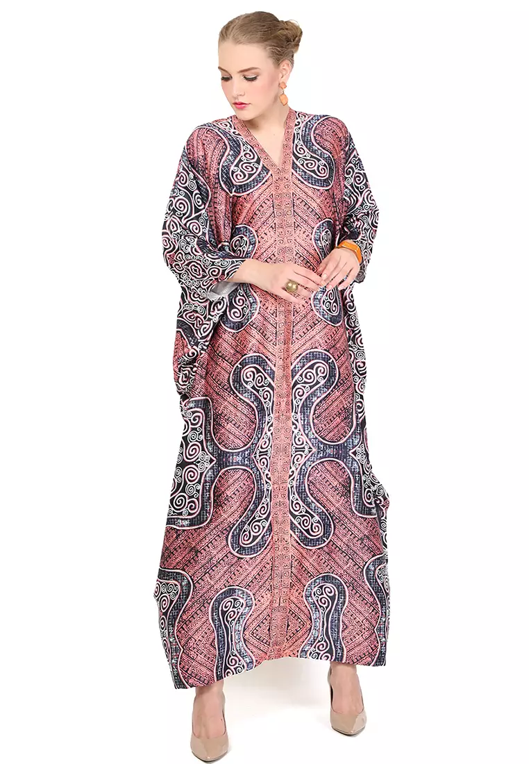 Kanzi Long Sleeve Grey Tapis Kaftan