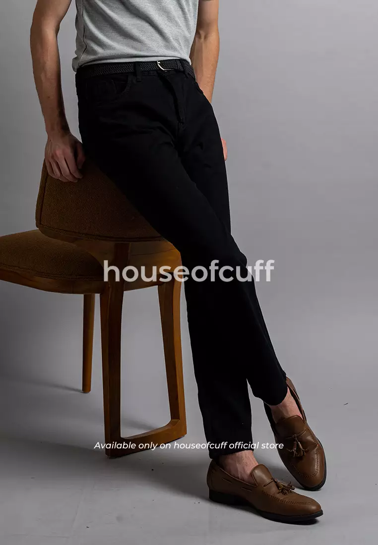 Houseofcuff Celana Jeans Reguler Fit Hitam Pria Panjang Denim Hitam