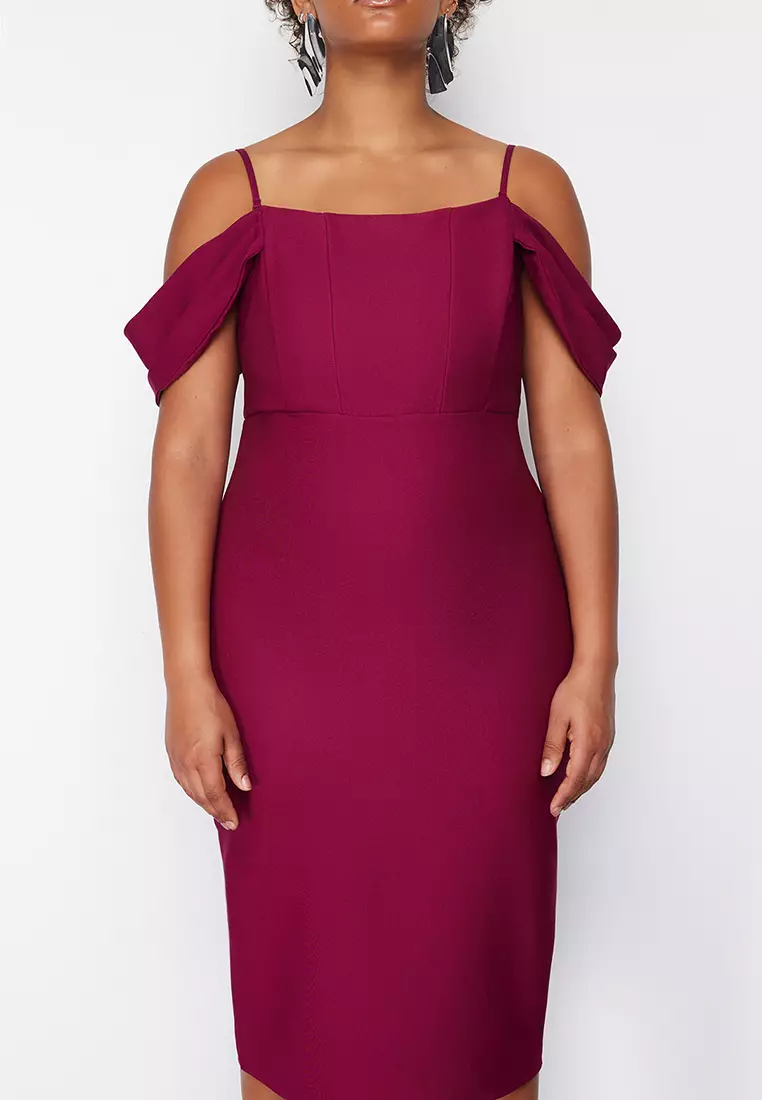 Plus Size Off Shoulder Midi Dress