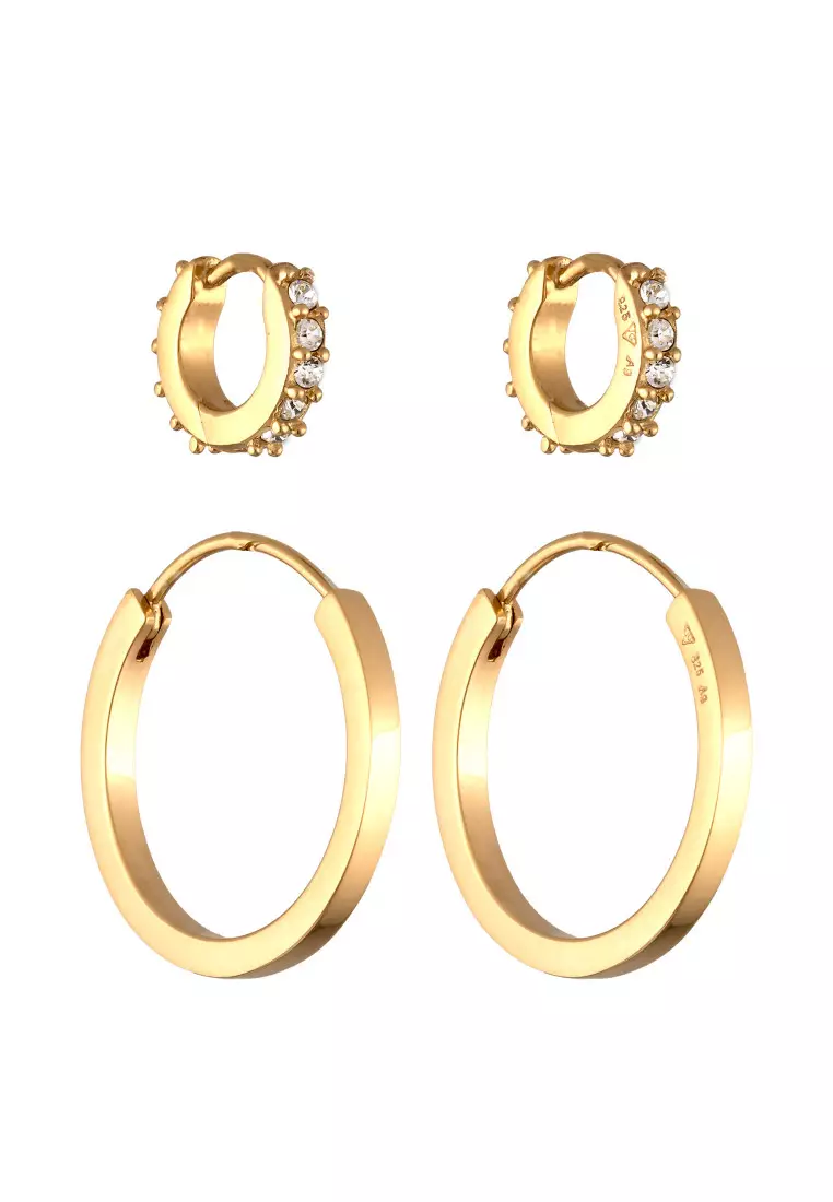 Anting Perhiasan Perak 925 Wanita Set with Gold Plated Embellished with Crystal by Swarovski®