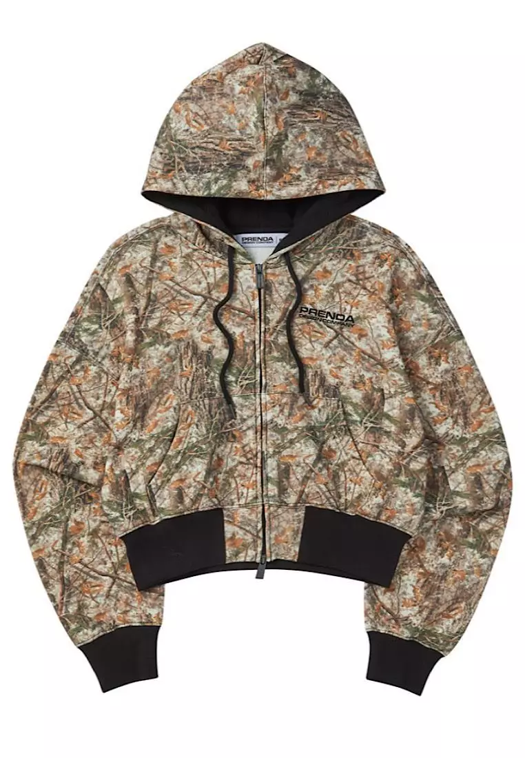 Buy PRENDA Real Tree Crop Hood Zip-Up Brown 2026 Online | ZALORA ...
