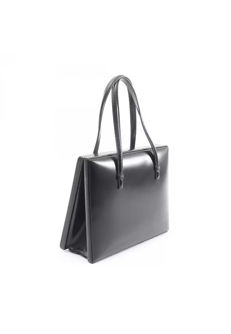 Pre-Loved LOEWE Handbag Embossed logo leather black