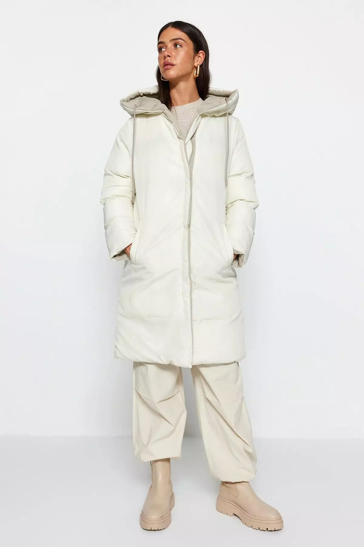 Double-Sided Hooded Water-Repellent Long Inflatable Coat