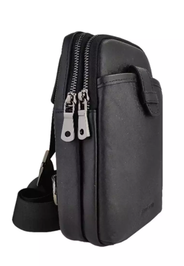 Pierre Cardin Tas Selempang Punggung Pria Body Bag Sling Bag Kulit 0112830901BLA-BLACK