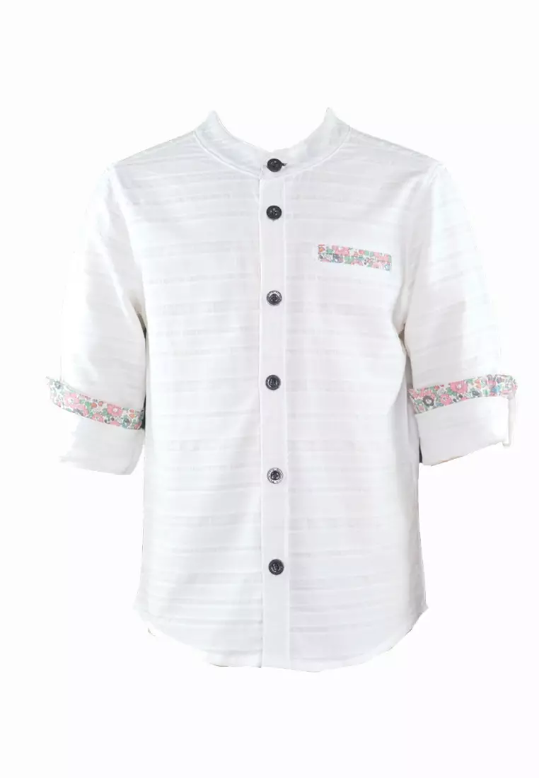 Pierre Boys White Long Sleeves Polo