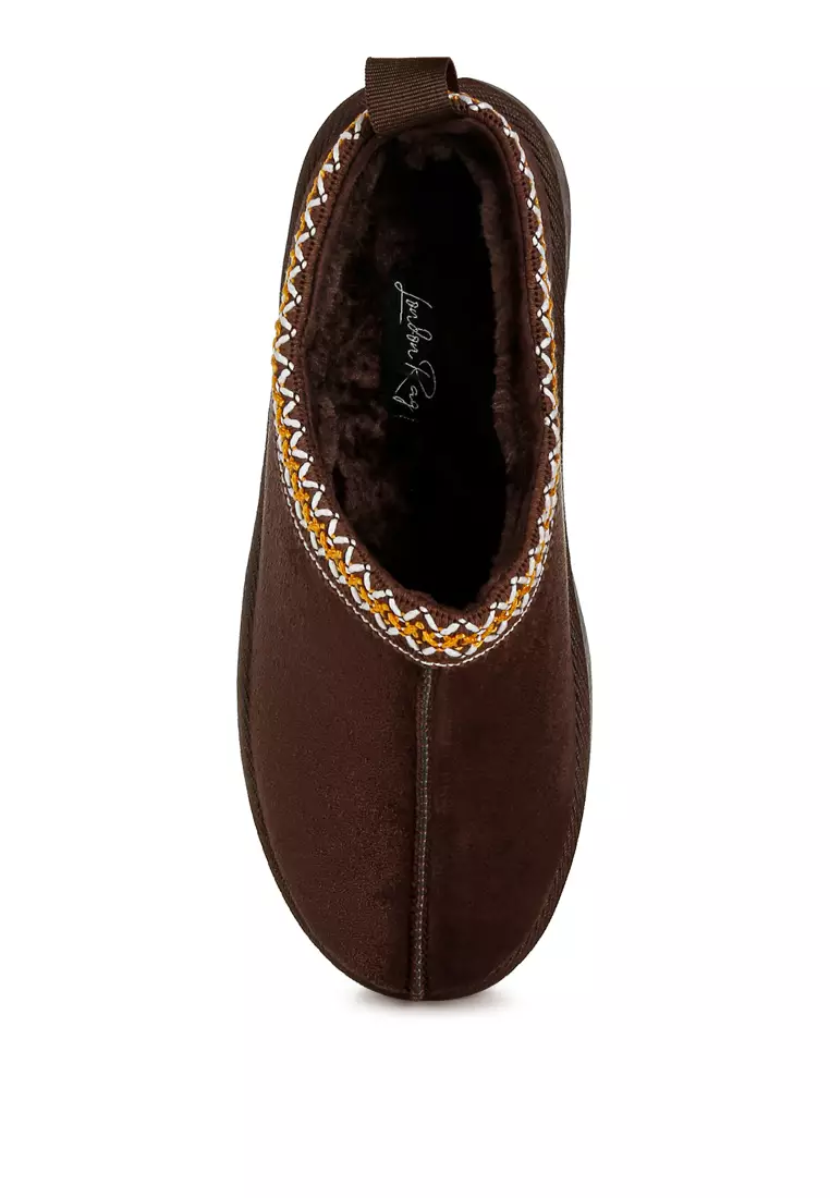 Embroidered Platform Classic Slip-On in Brown