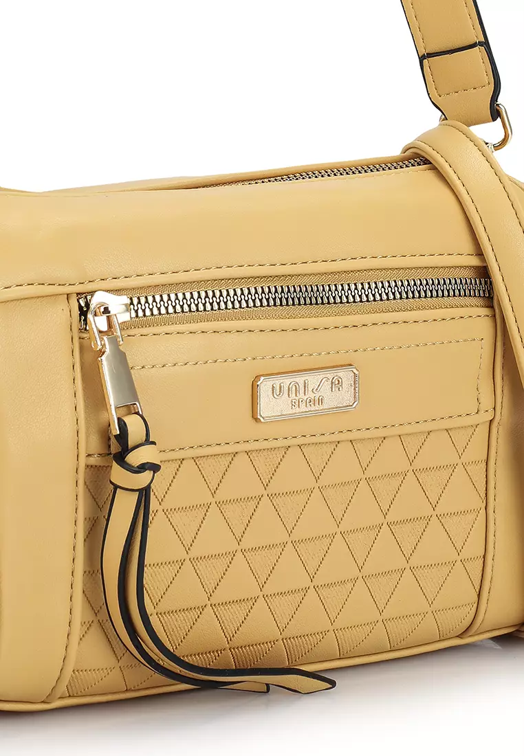 Debossed Convertible Top Handle Bag With Front Zip