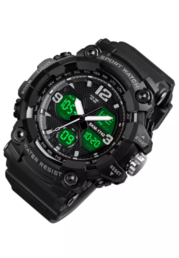 Jam Tangan Digital Pria Waterproof Many Function Strap Tali Material PU Silicone BY33 ORIGINAL