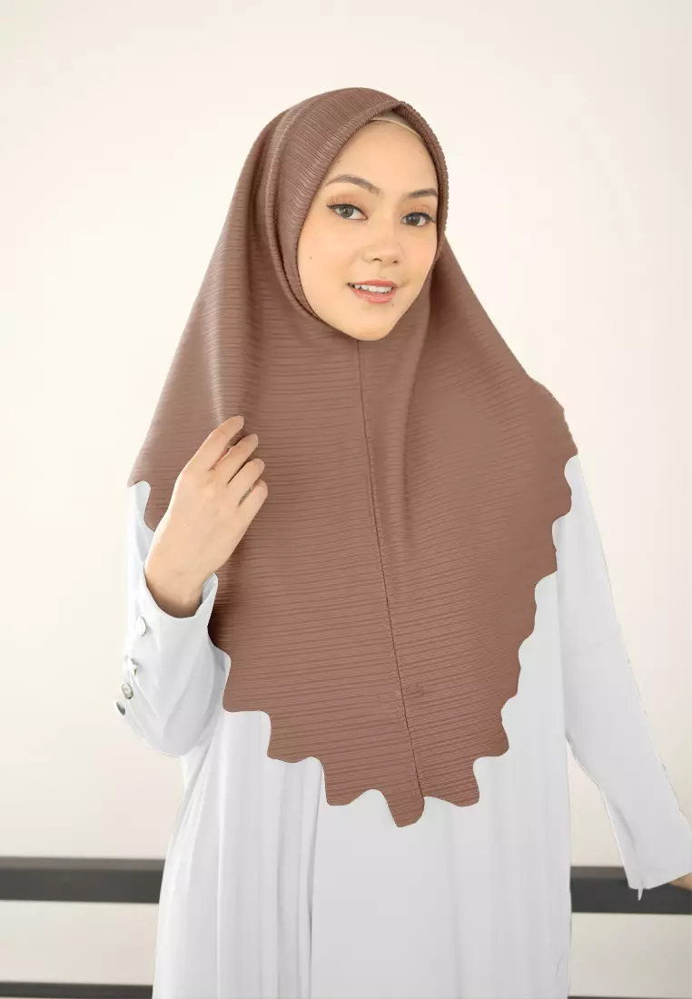 Cotton Bee - Marsha Bergo | Hijab Instan Jersey Tekstur  - Brown