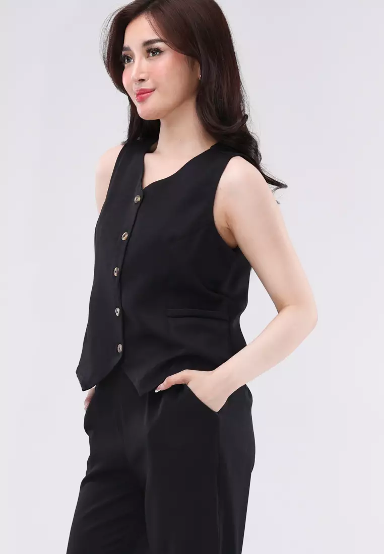 Acid Linen Sleeveless Vest Terno Pants