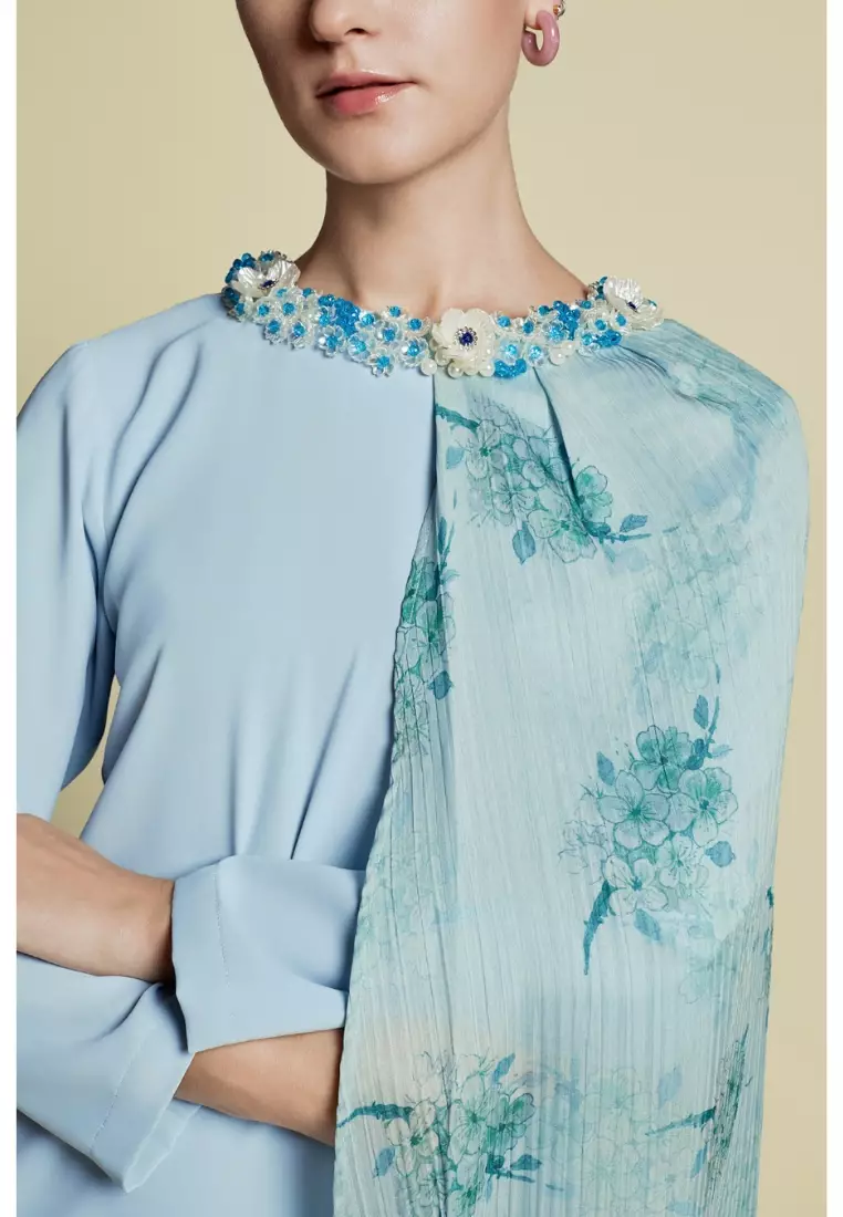 Asymmetrical Side Cape Kaftan in Silk