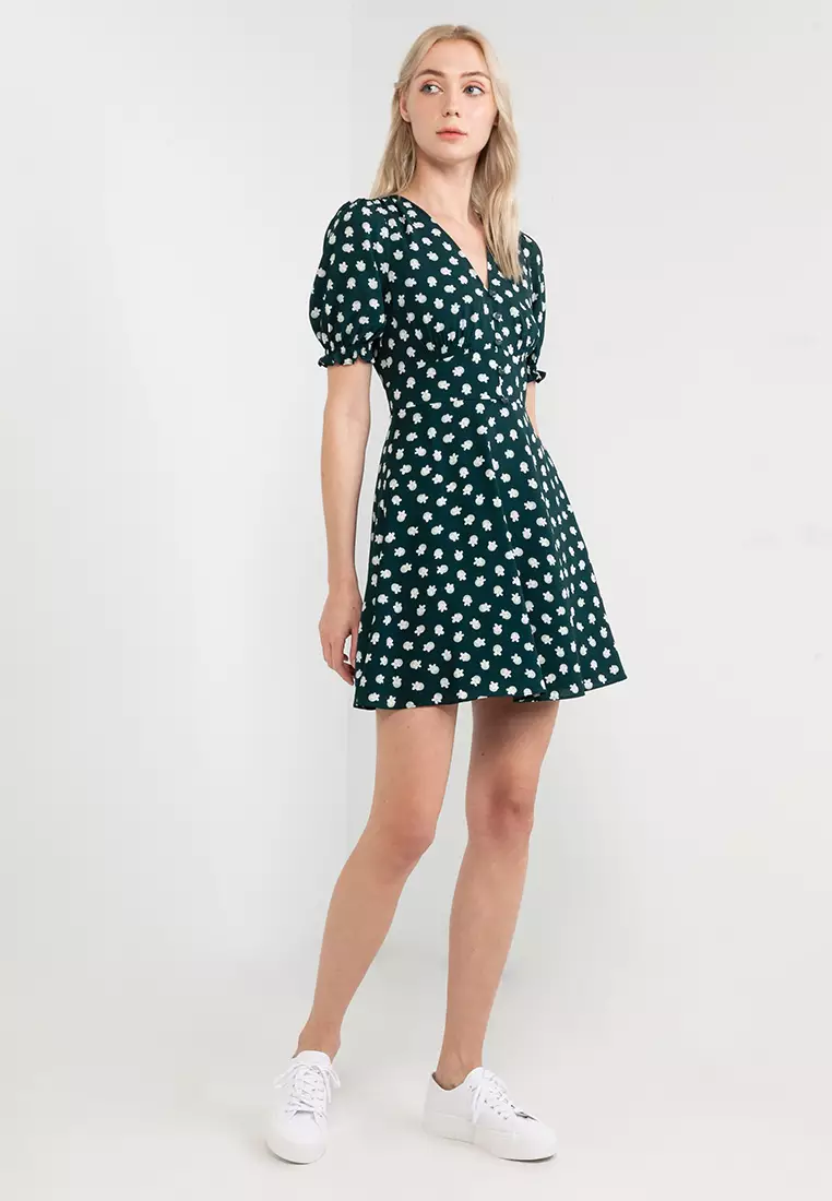 Kate spade floral park clip dot dress outlet