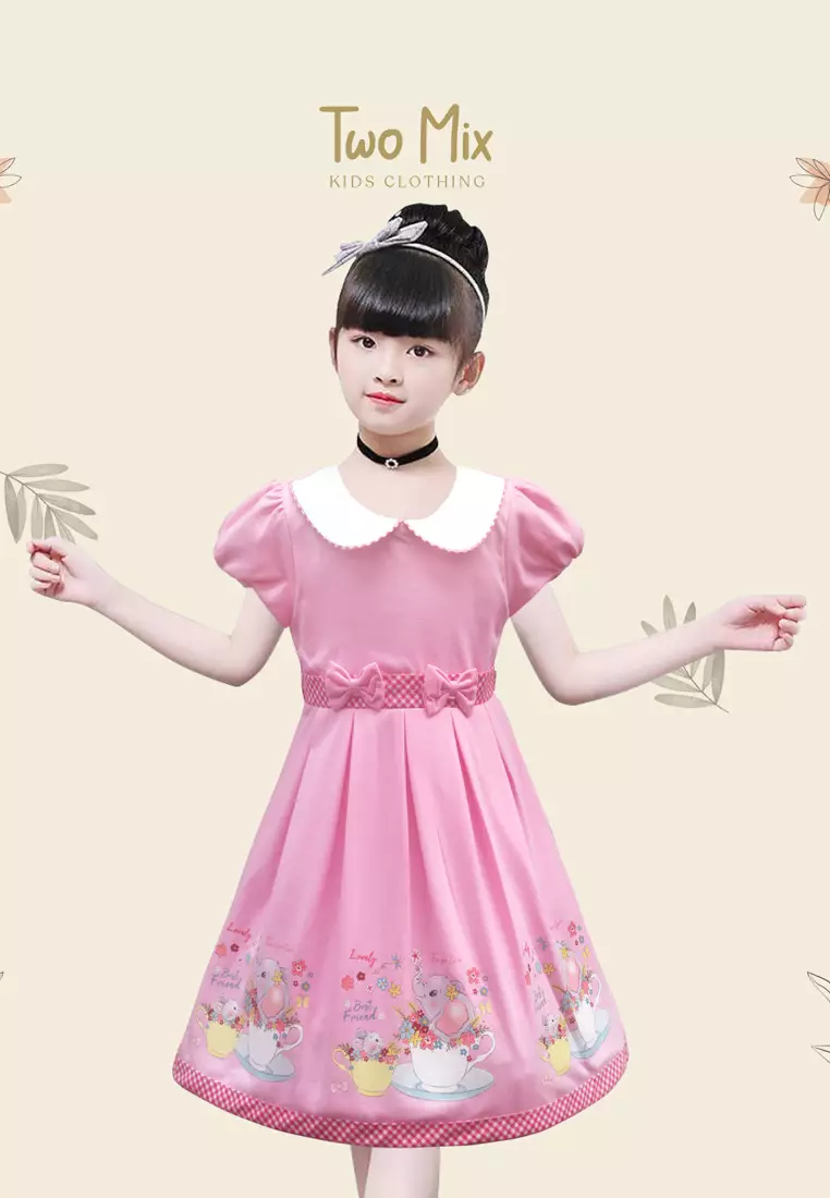 TWO MIX - Baju Anak Perempuan - Dress Anak Cewek Bahan Kaos Katun Spandex 1-12 Tahun 4223
