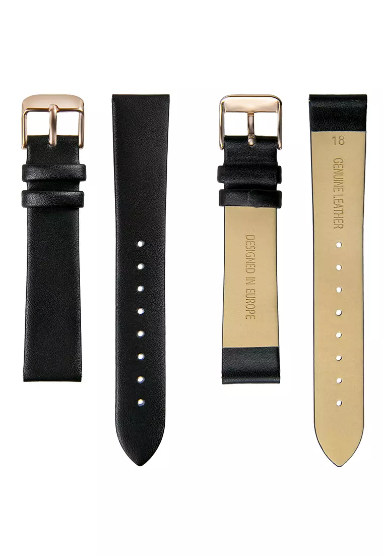 Amelia Parker Gold Sky Black Leather women watch