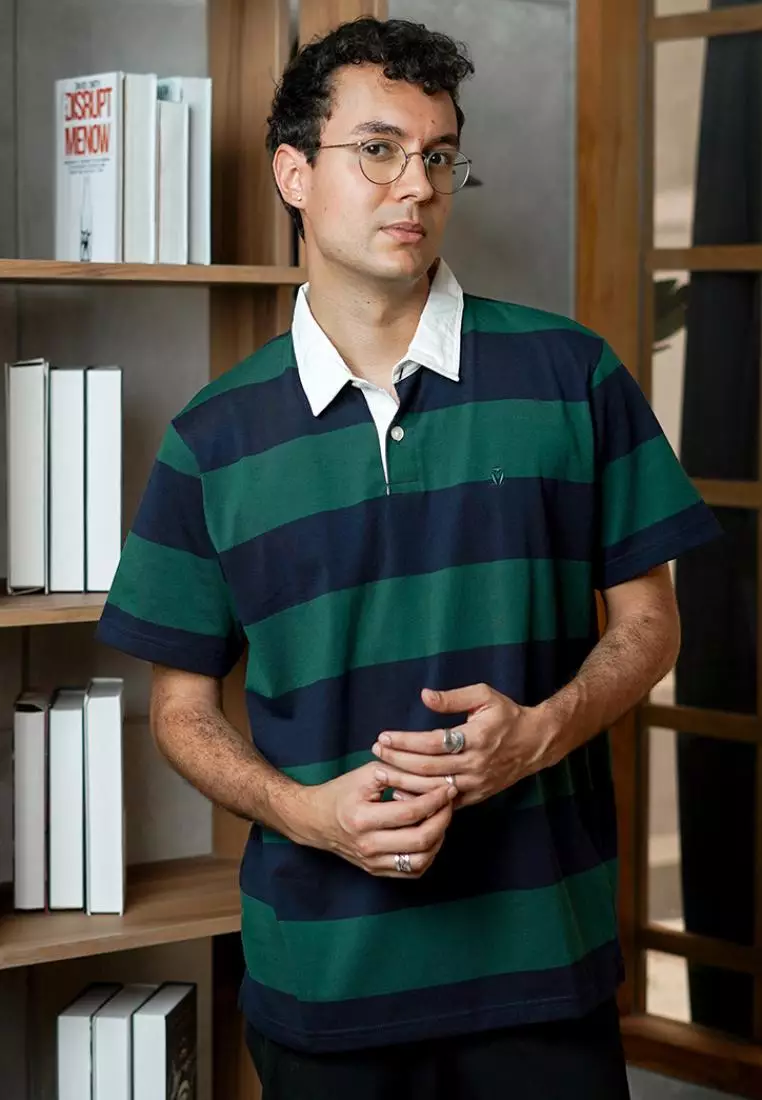 Matsuda Kaos Rugby Polo Shirt Pria Katun Lengan Pendek Noshiro