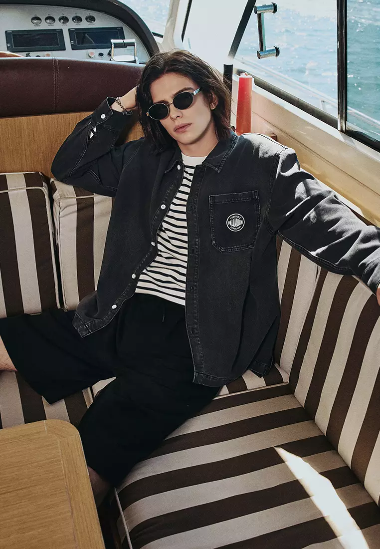 男裝 PALLADIUM LOGO 寬鬆長袖牛仔裇衫