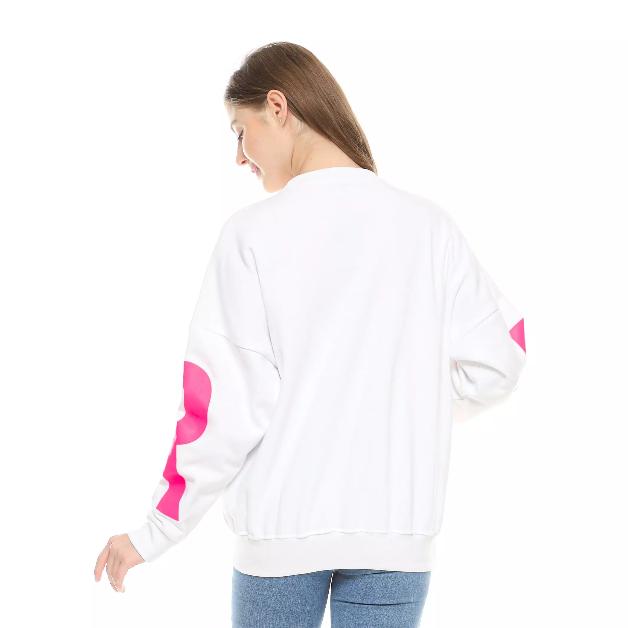 Enough For Today Sweater Oversize Oblong Wanita Big Size Jumbo Crewneck Putih Boxy Never Fuschia