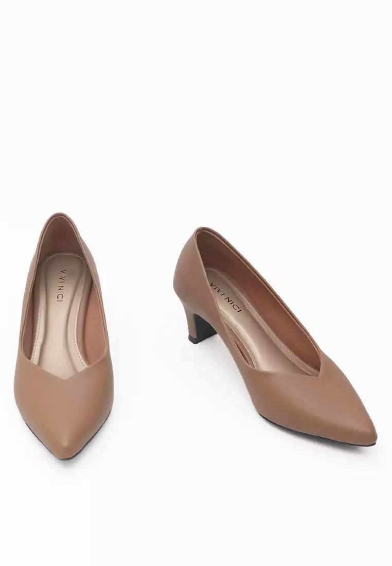 VIVI NICI - Anne Sepatu Wanita Hak 5 cm Milk Coffee