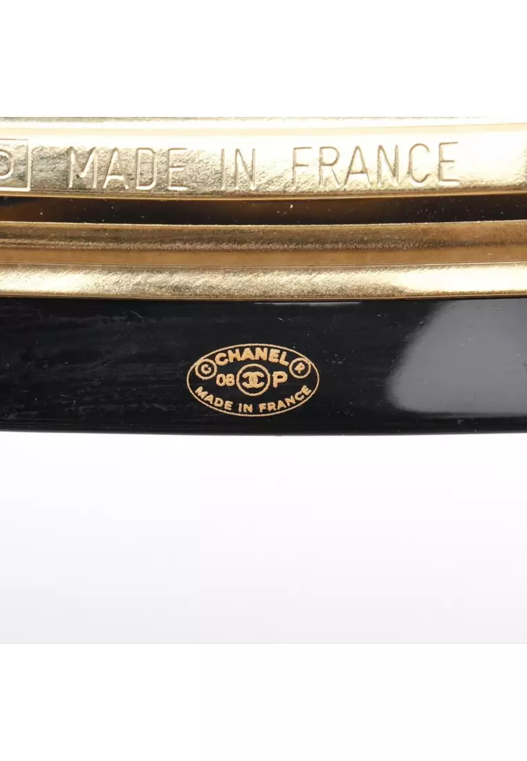 Pre-Loved Chanel matelasse coco mark barretta black white 08P