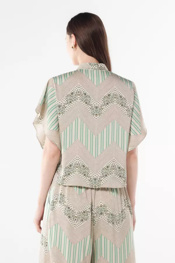 MINIMAL - Citrany - Blus Motif Bunga Garis - Green Colour Green_Light