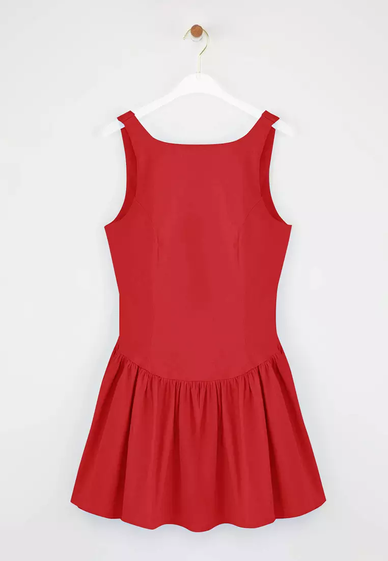Red Waist Opening Short/Mini Dress
