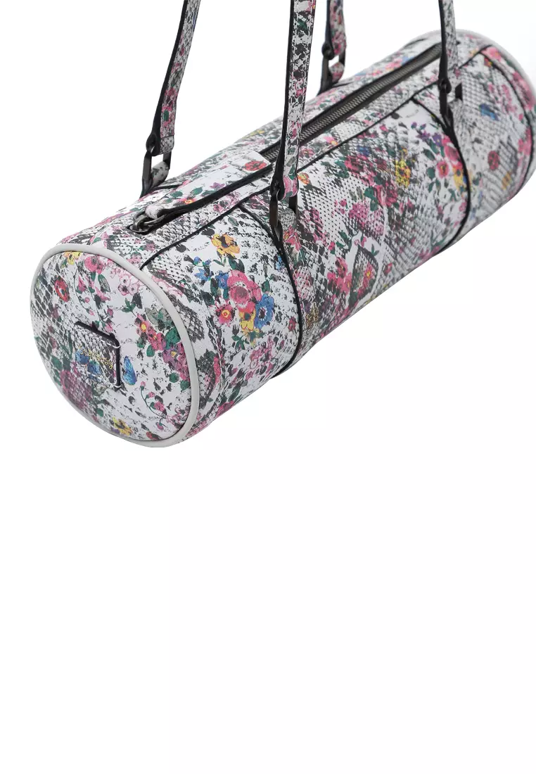 Barrel Baguette Bag - Snake Embossed Grey