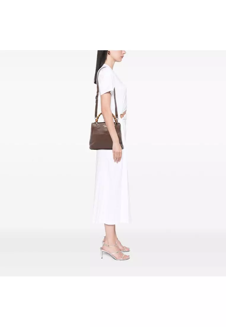 Pre-Loved Gucci Small Calfskin Bamboo Shopper Satchel