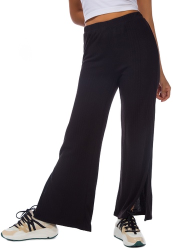 London Rag black Solid Side Slit Trousers in Black C96BAAA7895C83GS_1