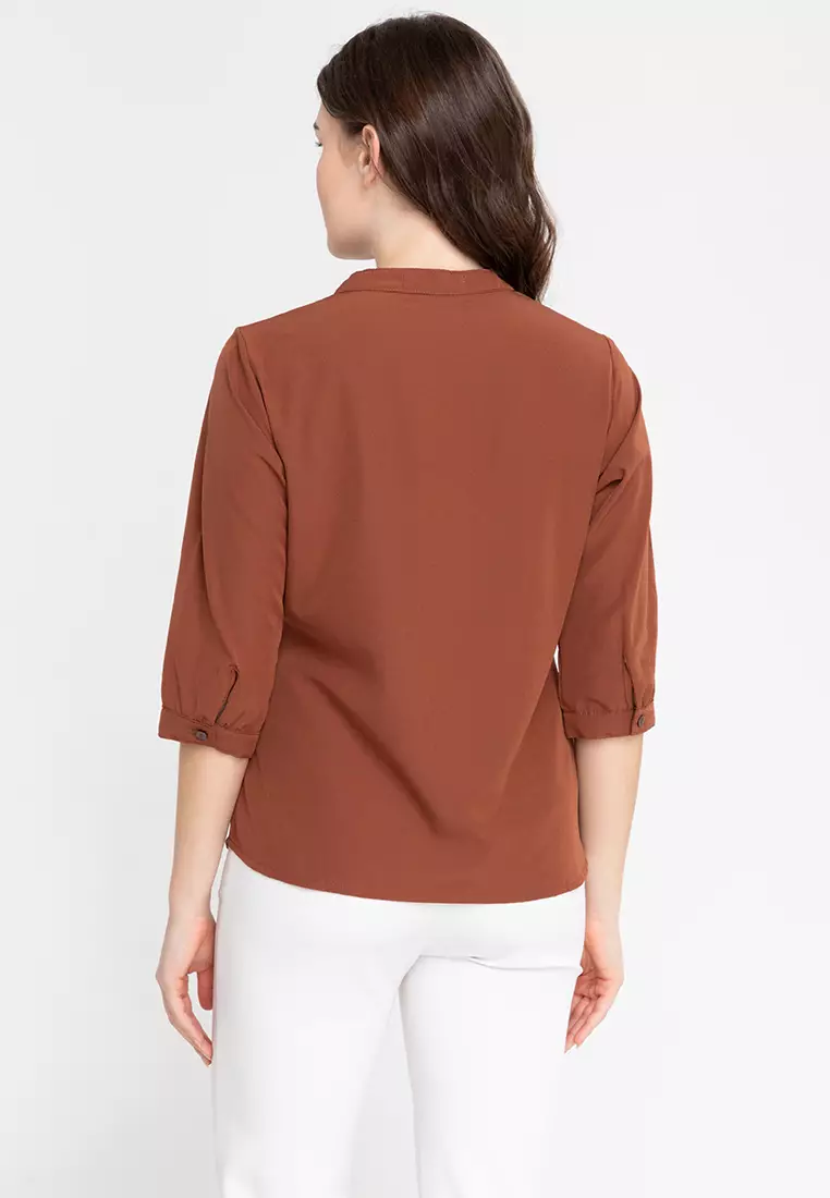 Lars Mandarin Collar 3/4 Sleeve Top