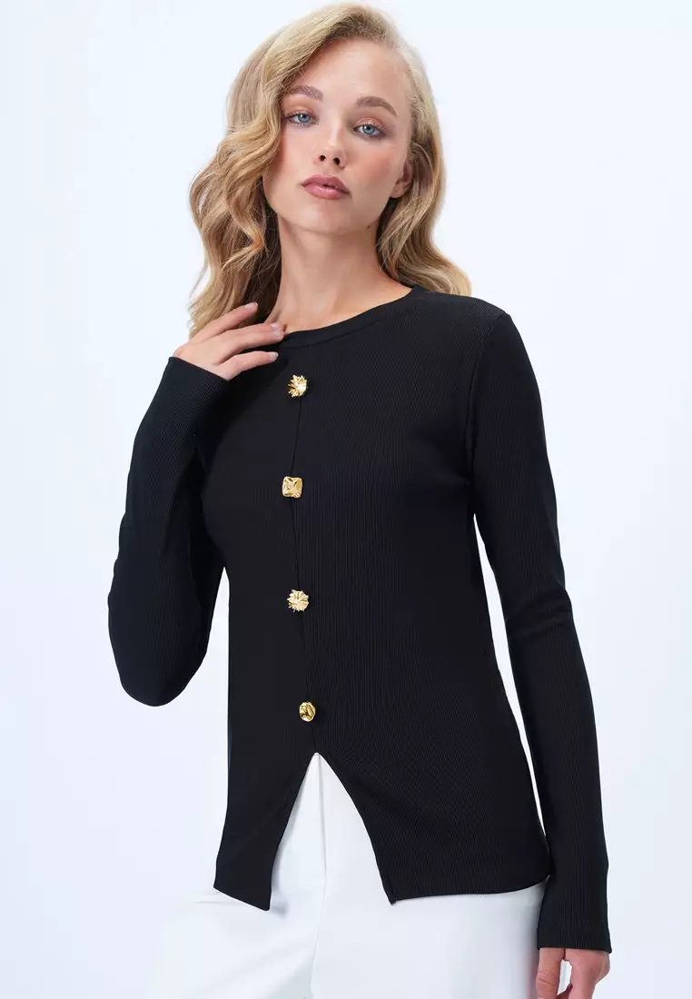 Jual Alacati Front Slit Button Detailed Blouse Original 2025 | ZALORA ...