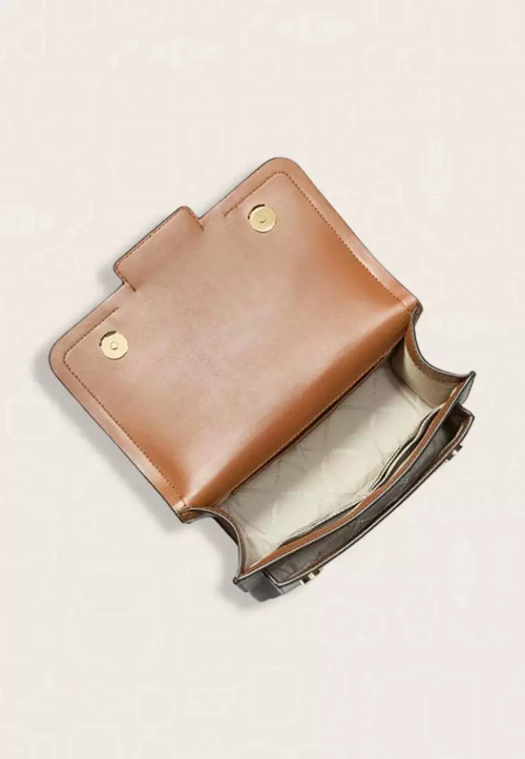 Michael Kors Heather Large Logo Shoulder Bag Brown Acorn