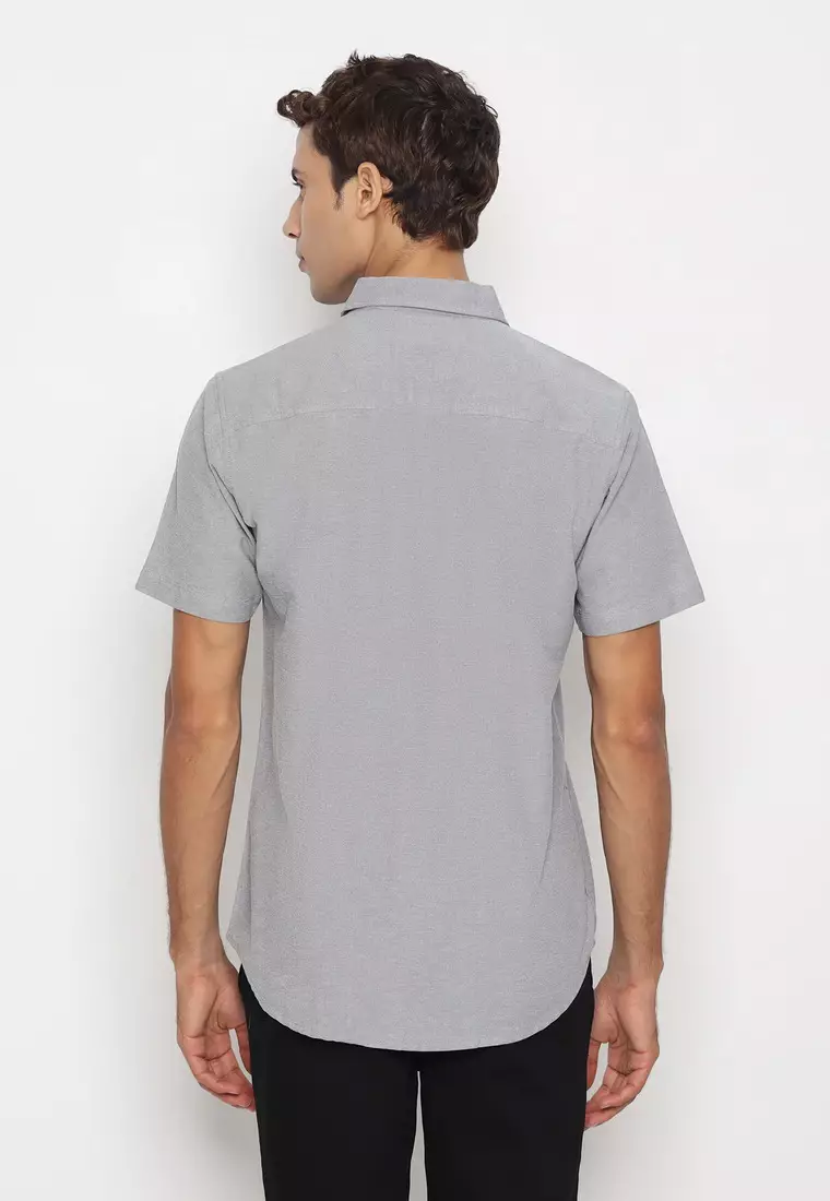 RBJ Kemeja Polos Cotton Abu Slim Fit Pria