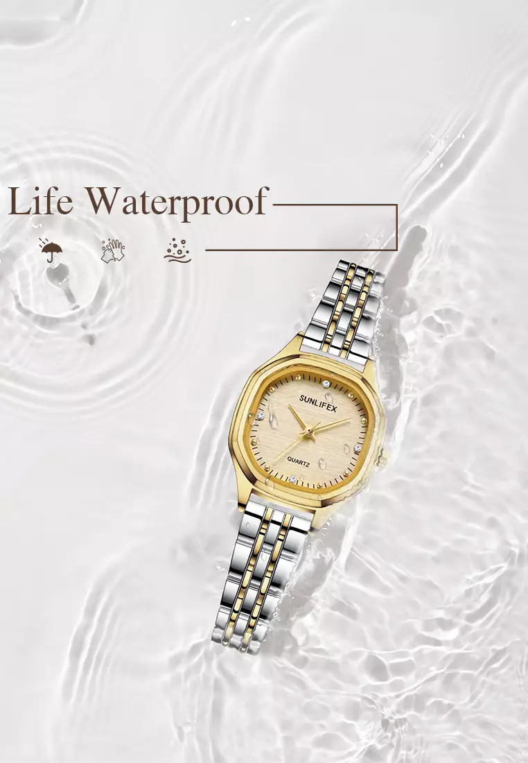 Jam Tangan Wanita 6015 Kecil Elegan Simpel Analog Korea Jam Tangan Cewek Original silvergold