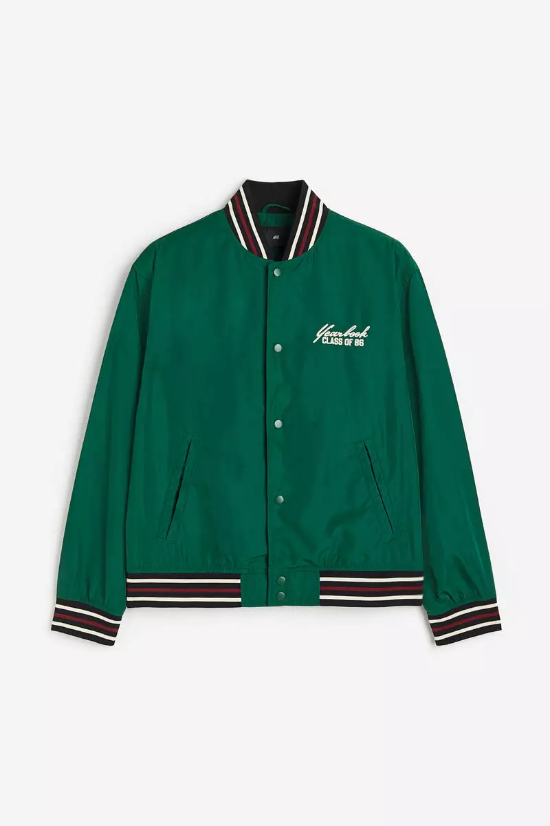 Green satin best sale baseball jacket