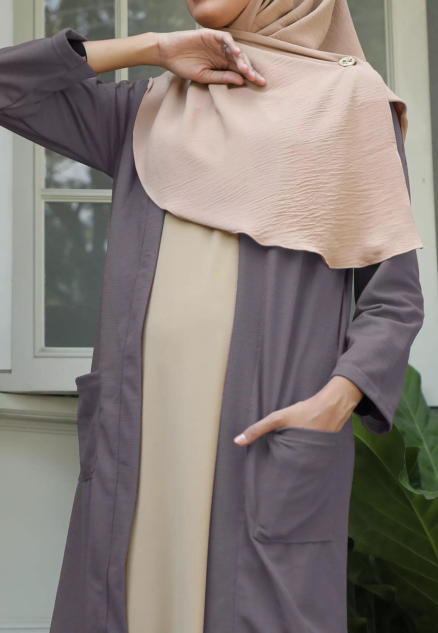 Amara Cardigan | Long Outer Ladies | Basic Outwear - Taupe Grey