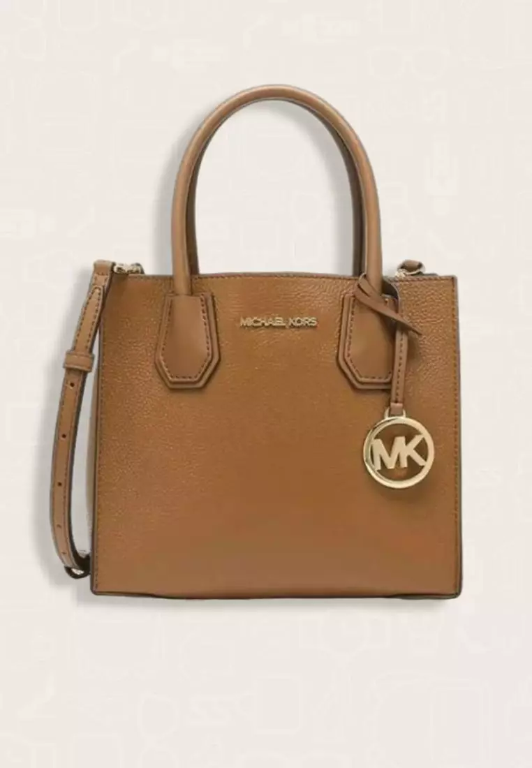 Michael Kors Mercer Medium Pebbled Leather Crossbody Bag Luggage