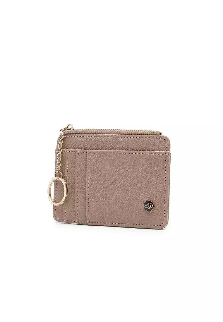 Women's Card Holder With Coin Compartment - Dark Beige