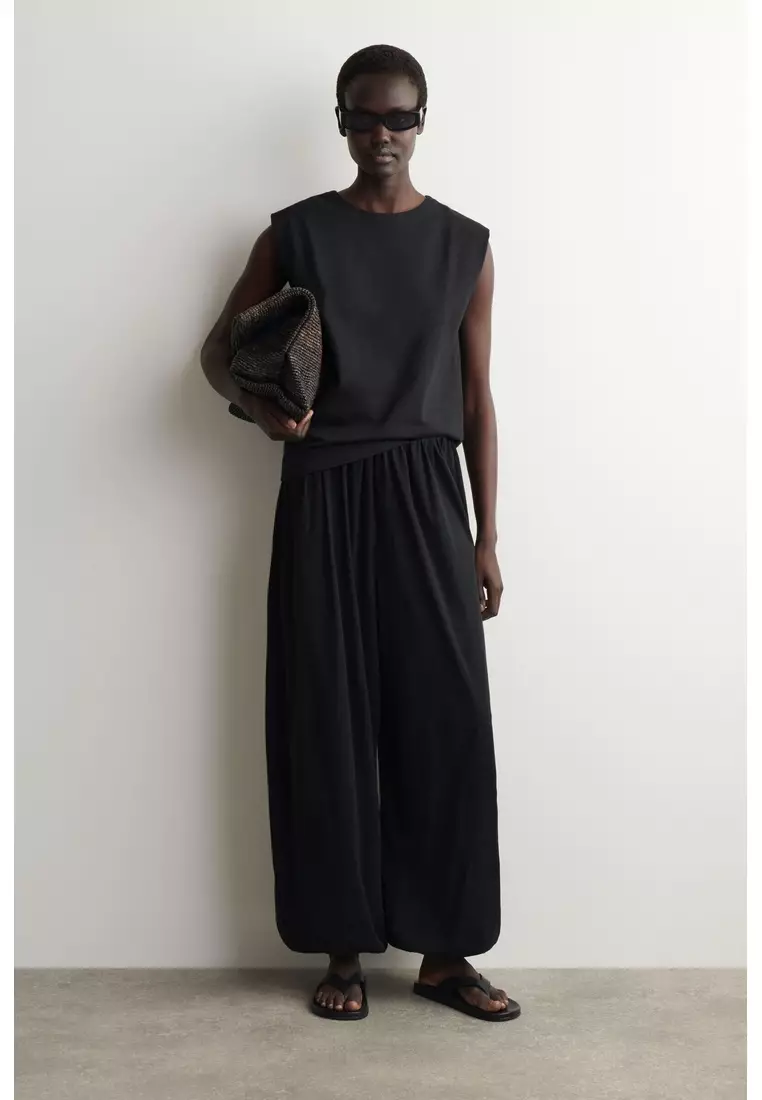 FOLDED-SHOULDER COTTON-JERSEY TANK TOP