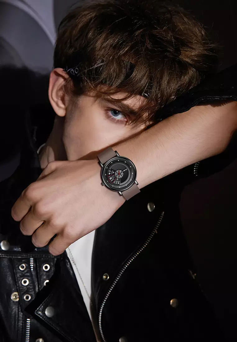 Jam Tangan Pria 3172 Tanggal Kasual Mode Tali Silikon Jam Tangan Cowok Original brown