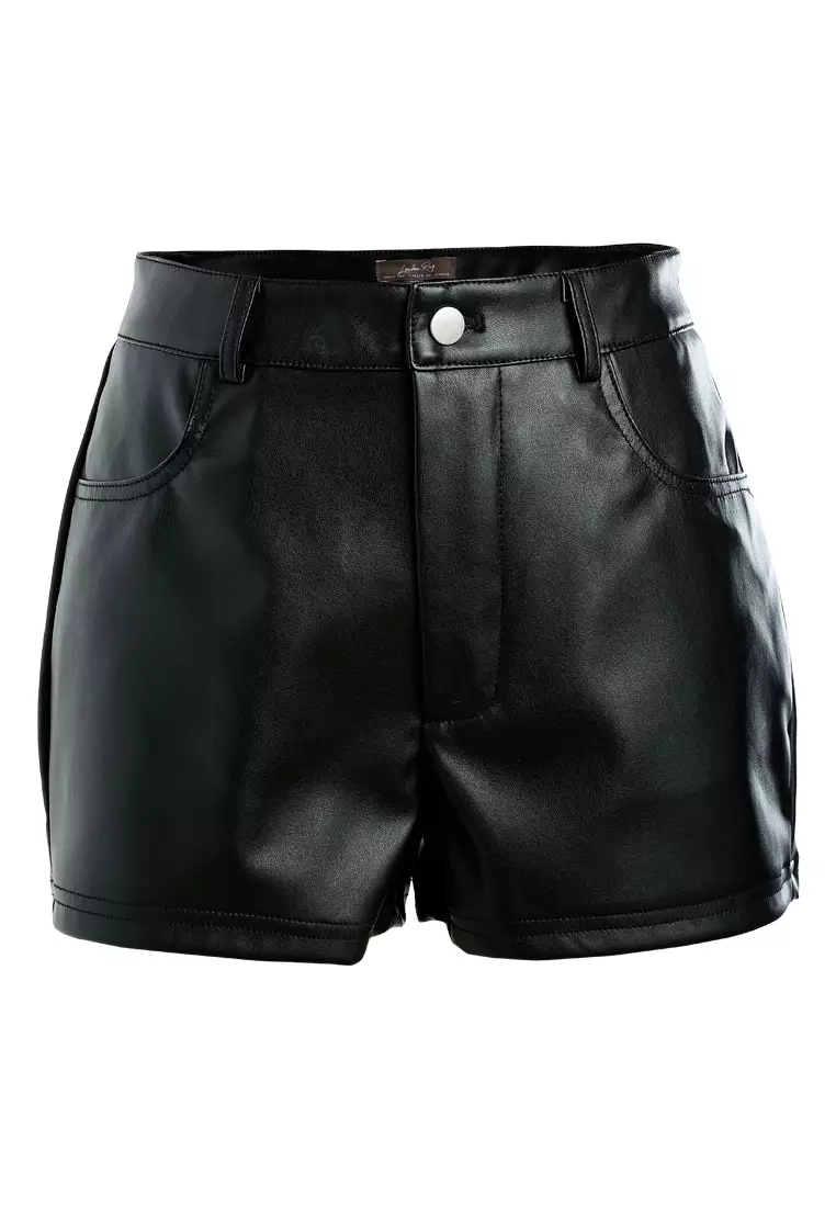 Faux Leather Shorts in Black