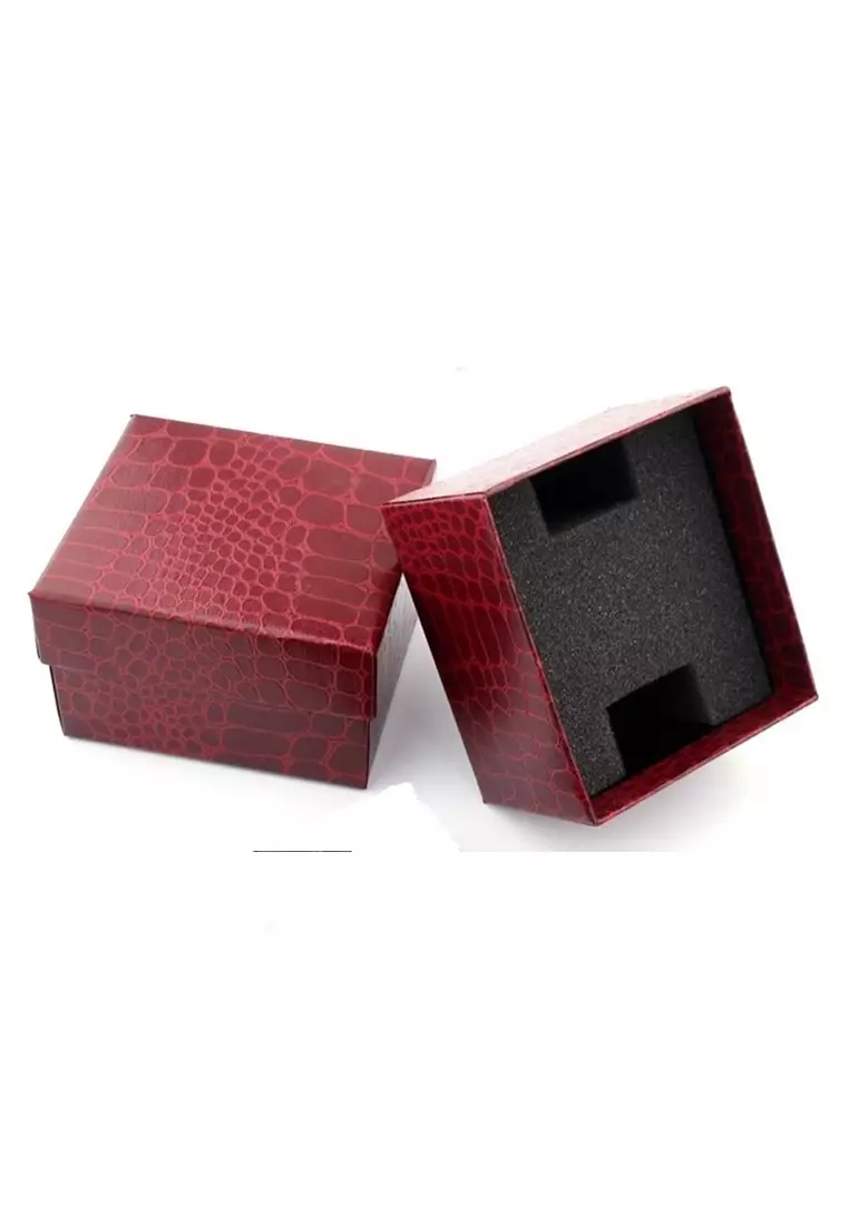 Kotak Jam Tangan Watch Box Motif Kulit Desain Unik - Red