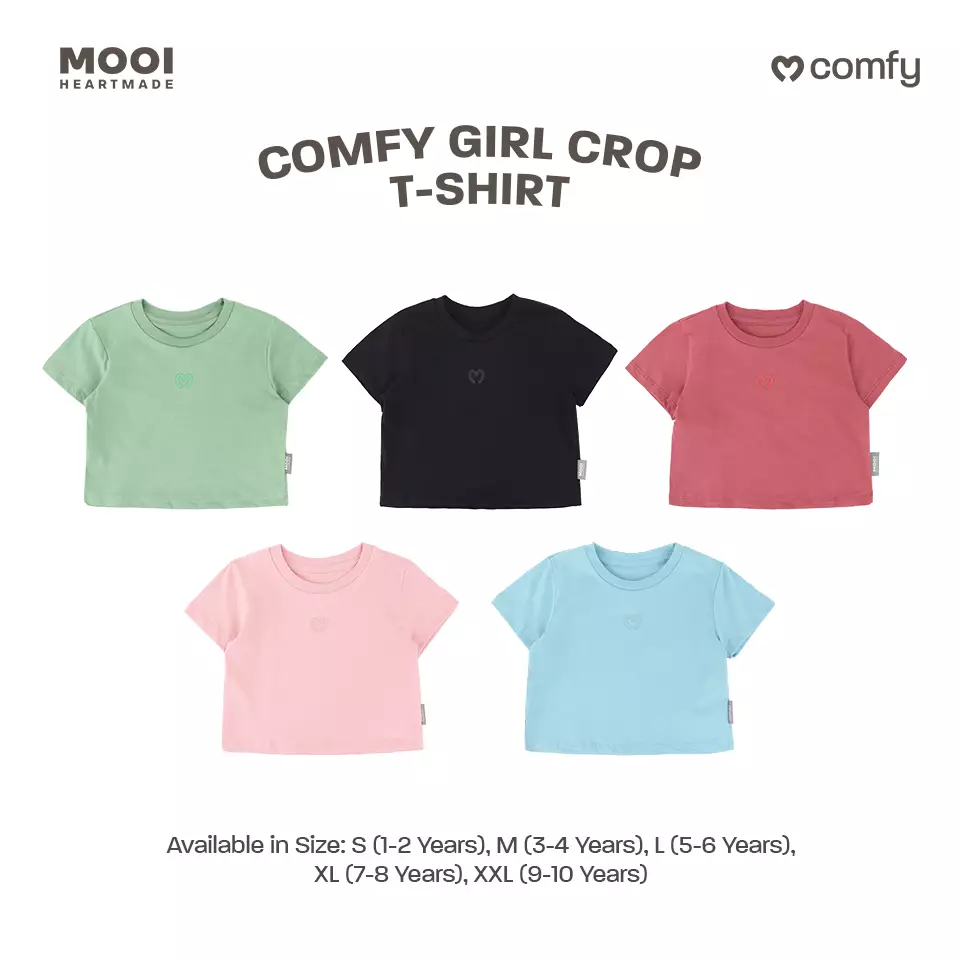 Mooi Kaos Anak Perempuan Comfy Girls Crop T-shirt - Sky Blue