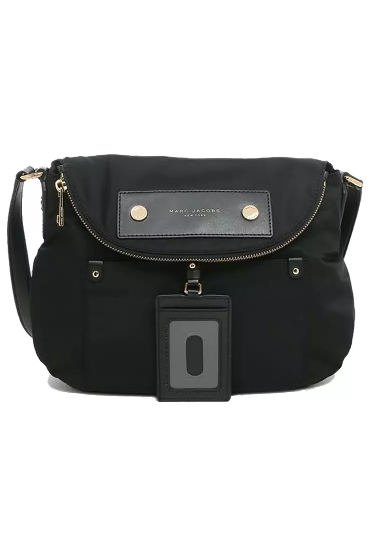 Marc Jacobs Natasha Black Pebble Leather Flap Crossbody Bag