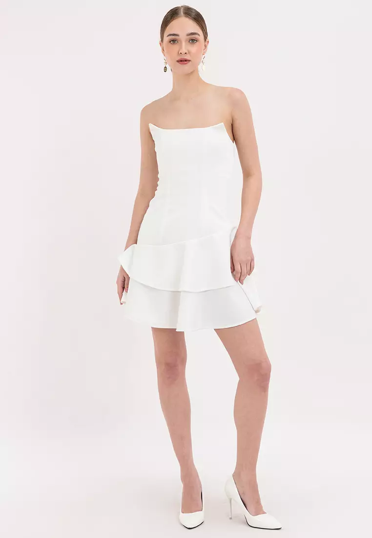 Delany Scoop Neckline Two-tiered Mini Dress