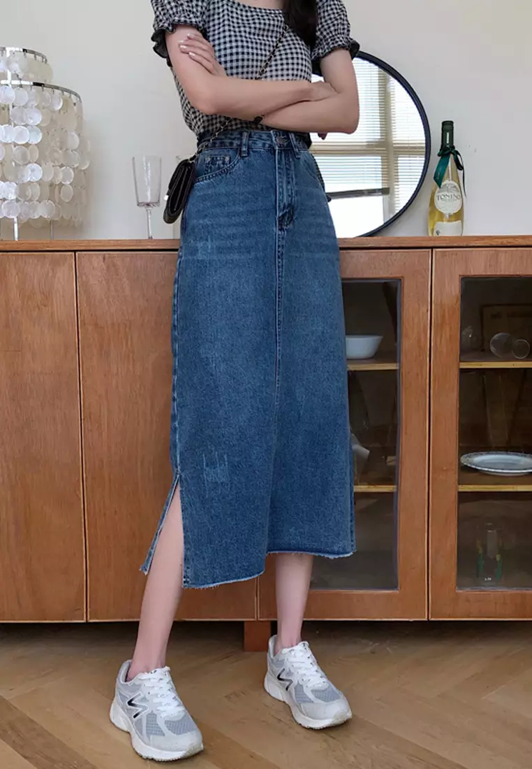 Long denim skirt malaysia shop