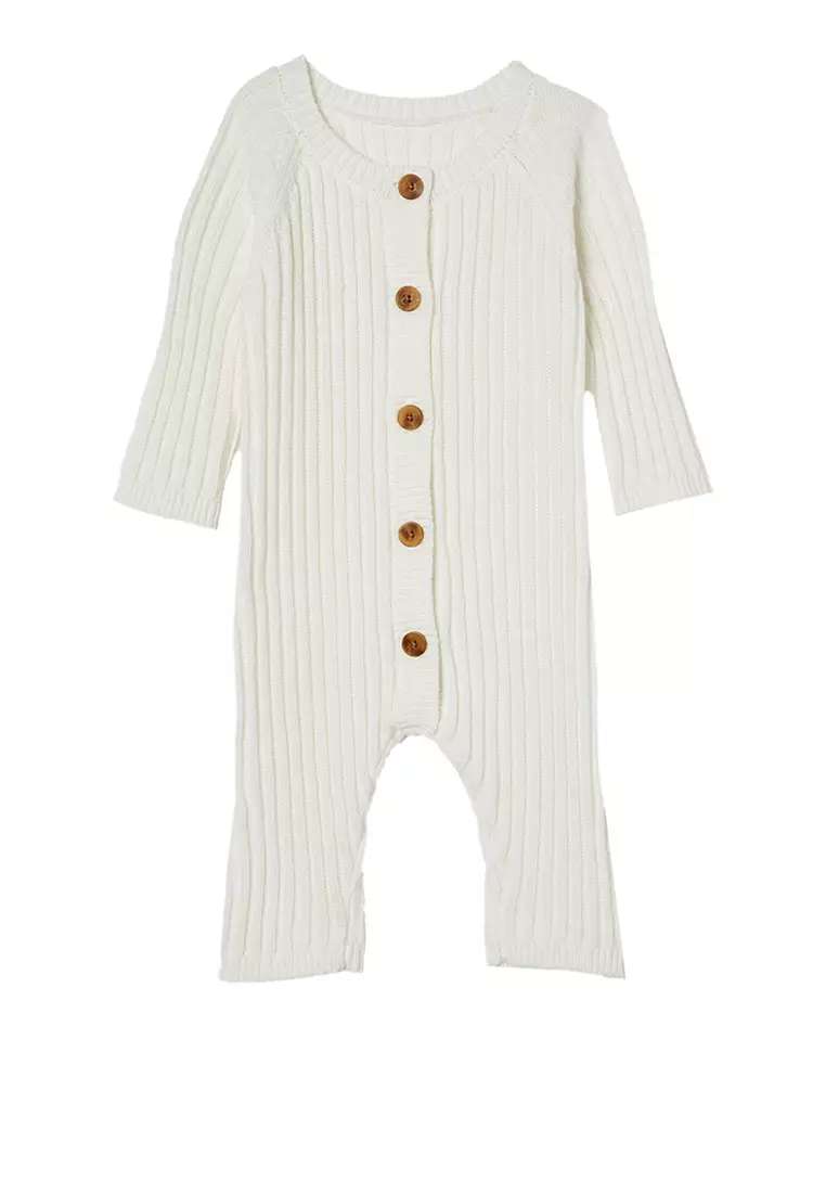 Organic Knit Long Sleeves Romper