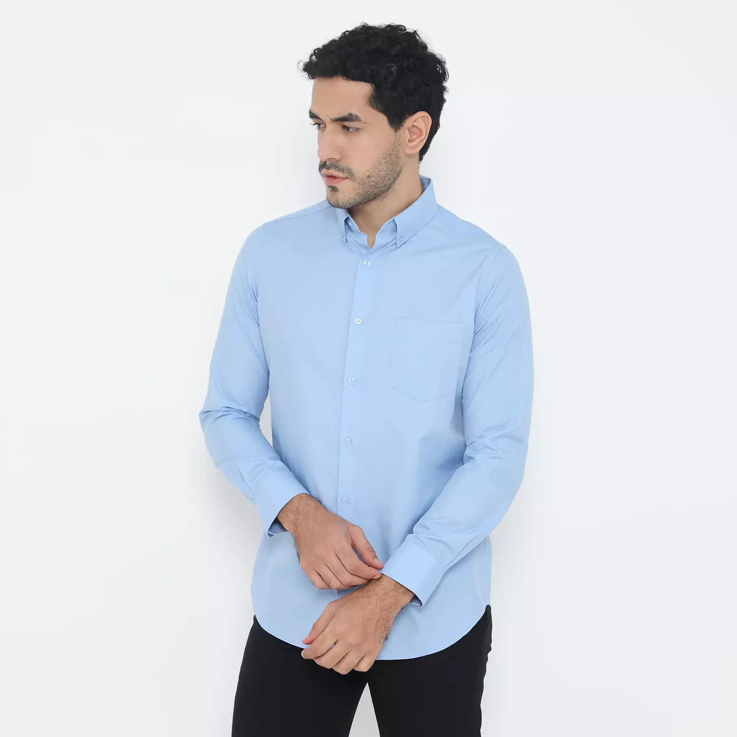 Jobb Lumina Kemeja Pria Lengan Panjang Slim Fit Light Blue Colour Light Blue