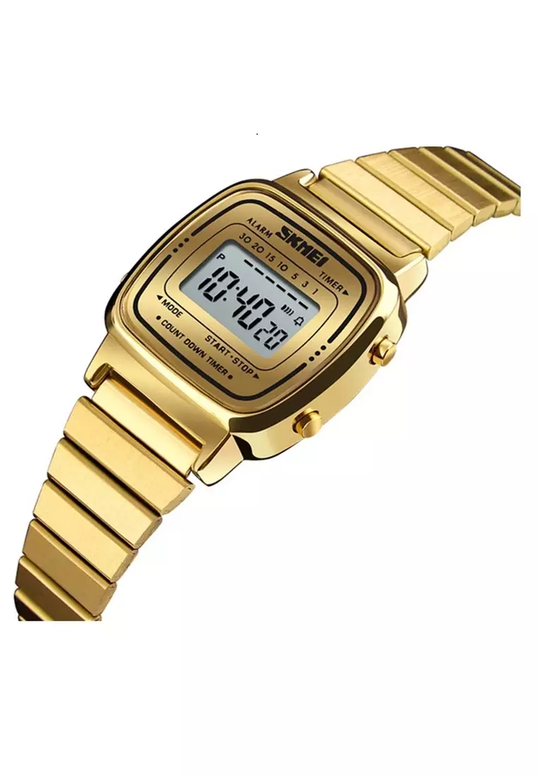 Jam Tangan Casual Digital Wanita Waterproof 50m Strap Tali Material Stainless Steel LA60 ORIGINAL