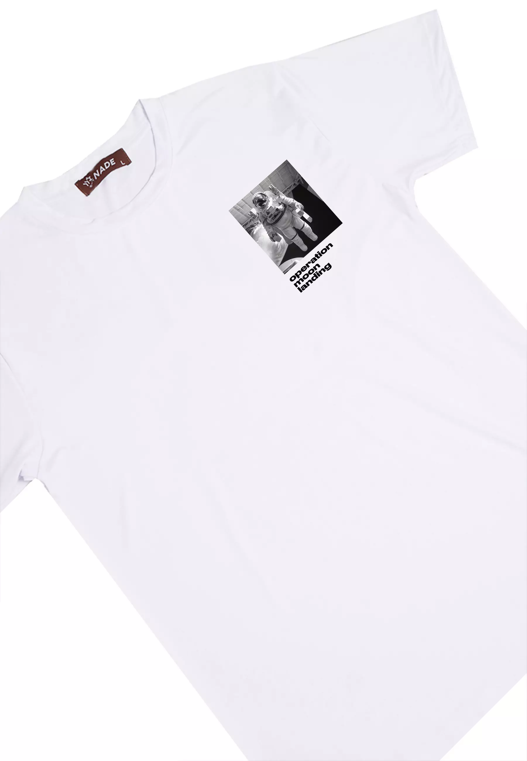 NTC82 kaos pria gambar astronot anti kusut drifit abstrak aesthetic kece nade putih